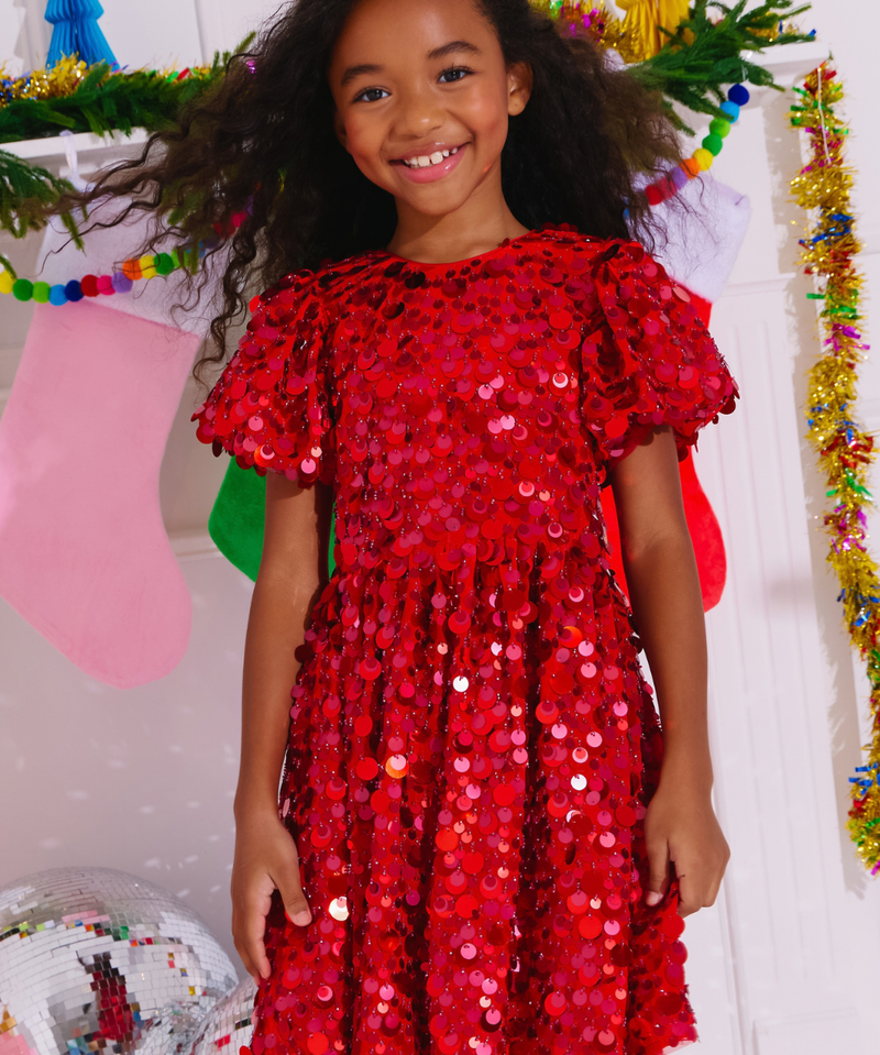 Lola and the Boys Red Sweet Shimmer Party Dress