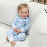 Lila and Hayes Parker Boys' Pima Cotton Zipper Pajama - Confetti Hearts Blue