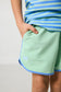 Palm Green Retro Super Short With Sky Blue Piping