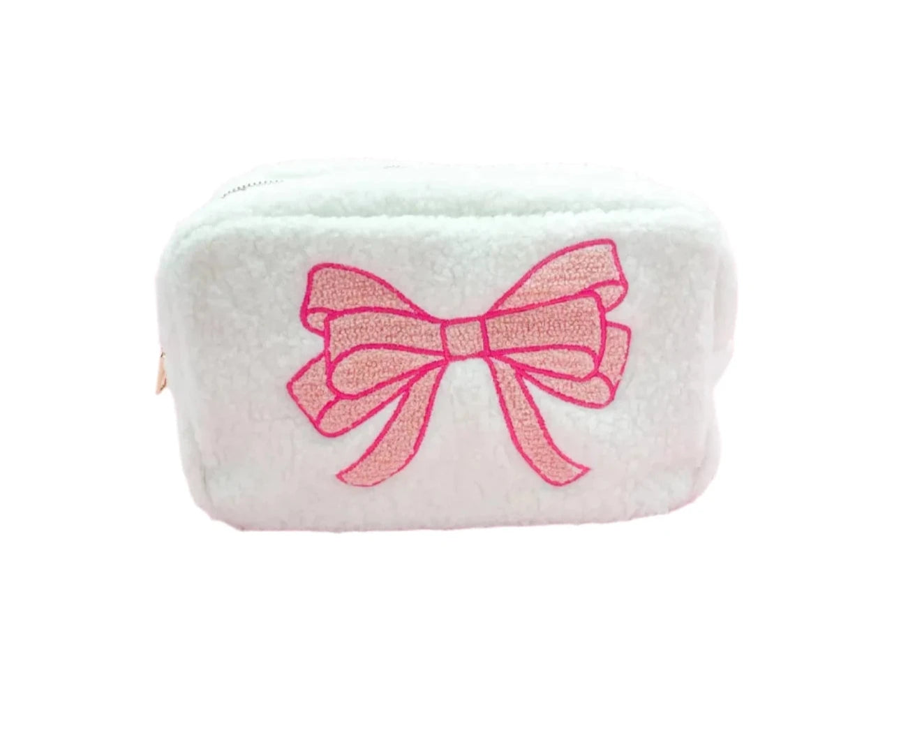 Rock Paper Scissors Pink Bow Teddy Cosmetic Zipper Bag- Large 