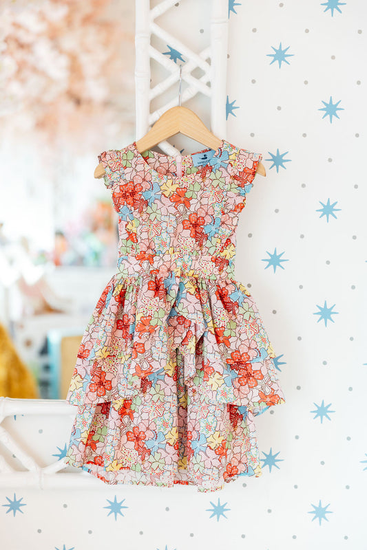 Nanducket Ava Smocked Kids Dress - Poppy Floral