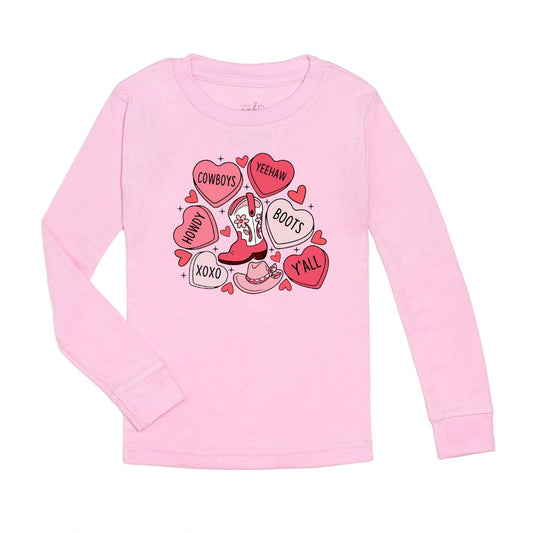 Sweet Wink Howdy Valentine's Day Long Sleeve Shirt - Pink