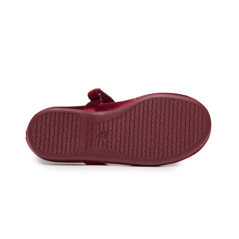 Children Chic Classic Velvet Mary Janes in Burgundy