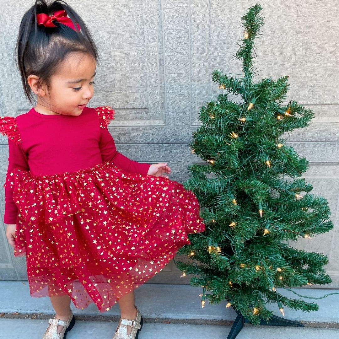 Sweet Wink Scarlett Shimmer Christmas Long Sleeve Tutu Dress