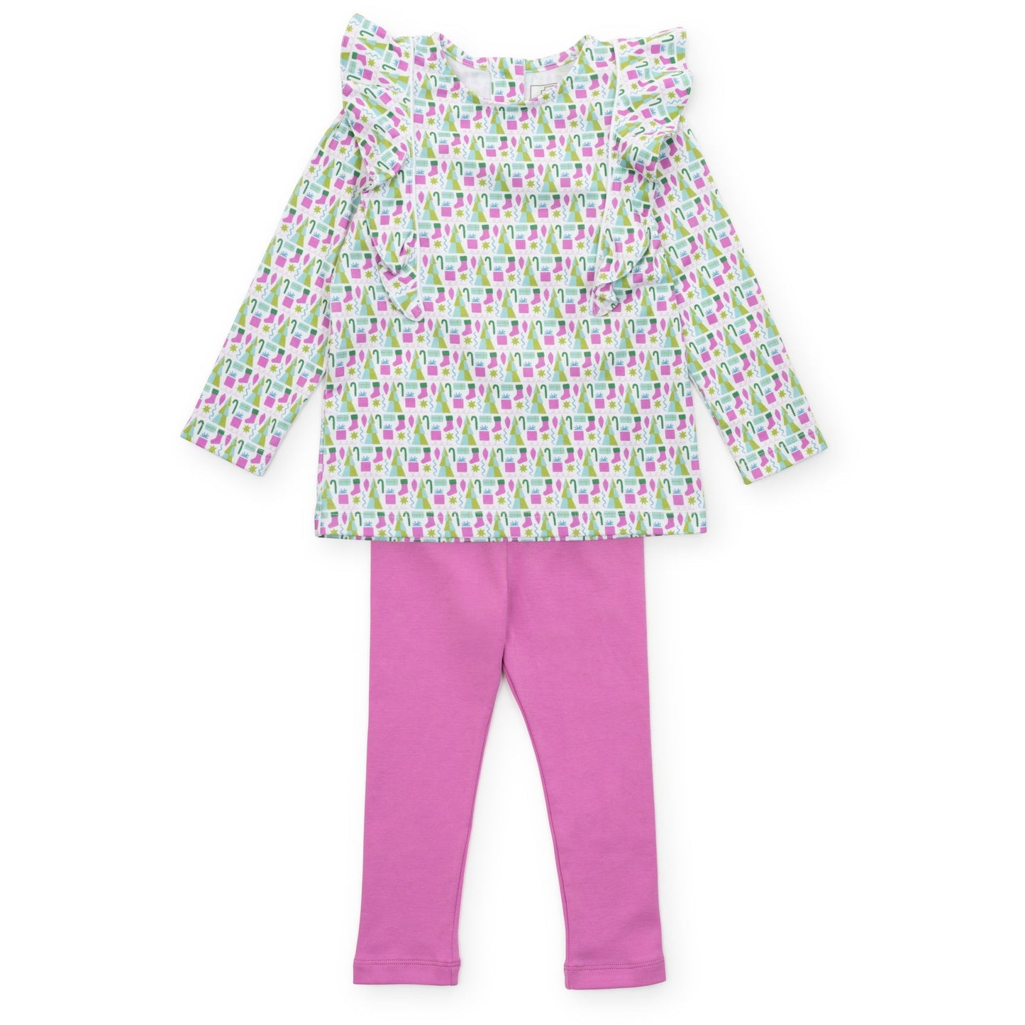 Olive Set Girls' Legging Set - Mod Holiday Pink