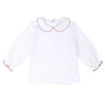 Florence Eiseman Knit Long Sleeve Blouse With Red Picot