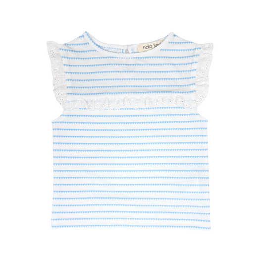 Nella June Eyelet Lace Tank in Blue Heart Stripe