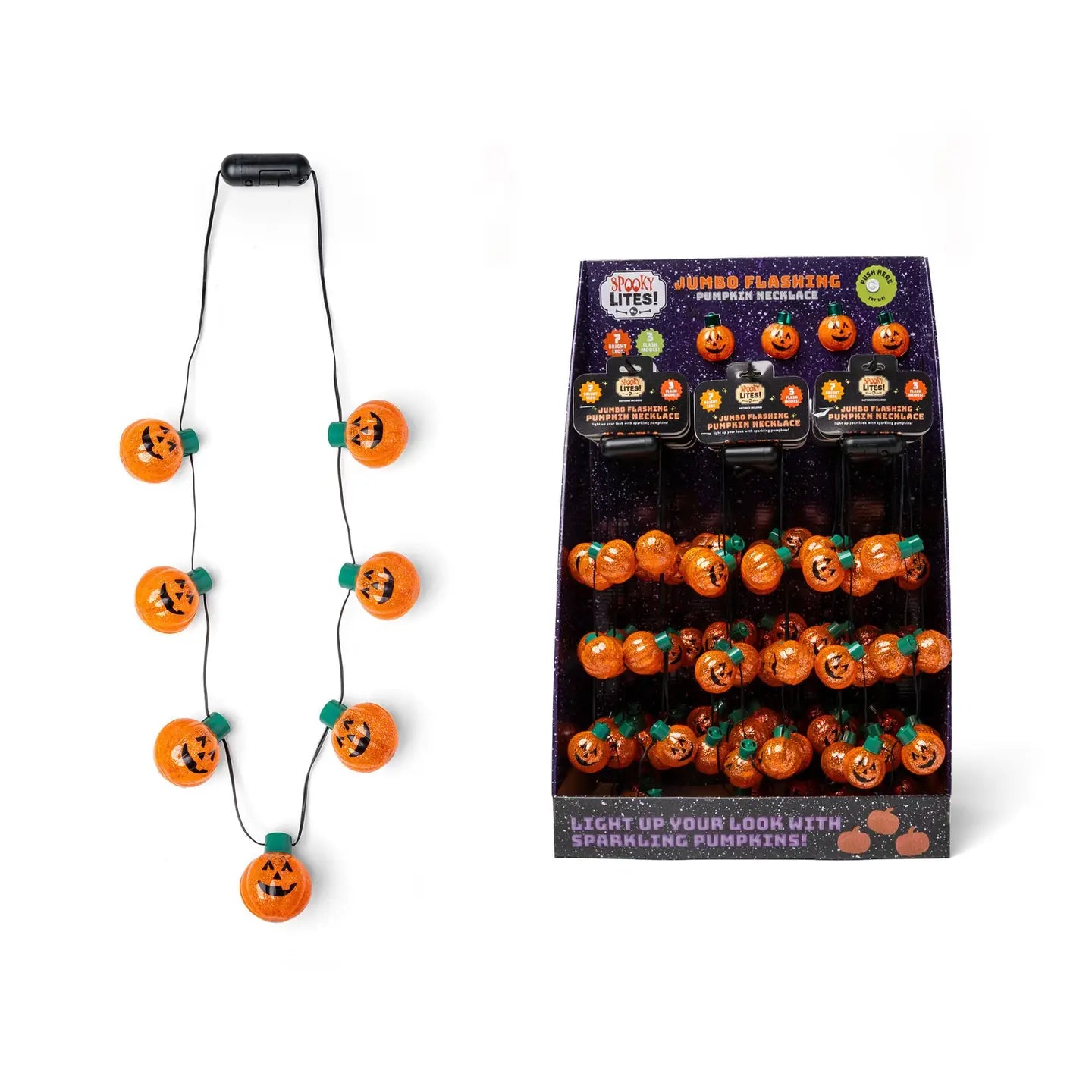 Jumbo Flashing Pumpkin Necklace 