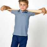 Courtside Kids Navy and White Thin Stripe Polo Shirt