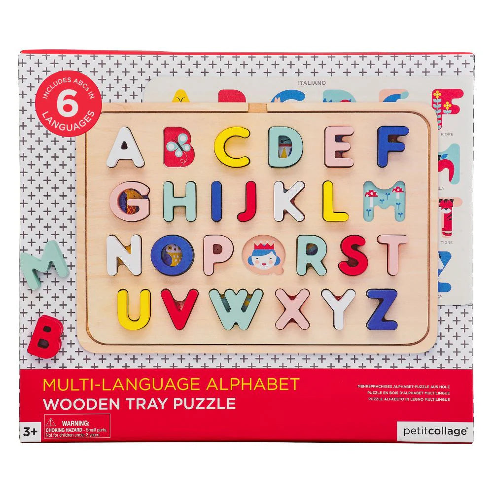 Petit Collage Wooden Multi-Language Alphabet Tray Puzzle