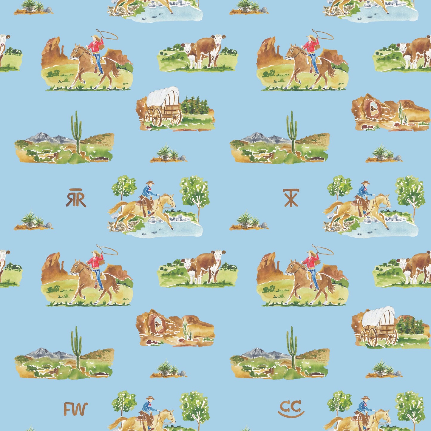 Blue Cowboy Toile Pima Alexander Bubble