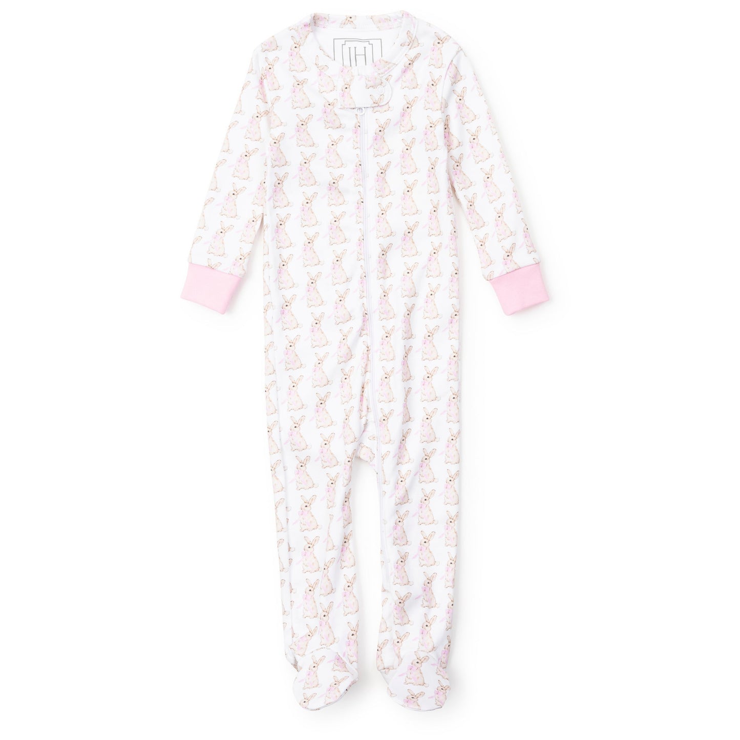 Lila and Hayes Parker Girls' Zipper Pajama - Easter Bunnies Pink