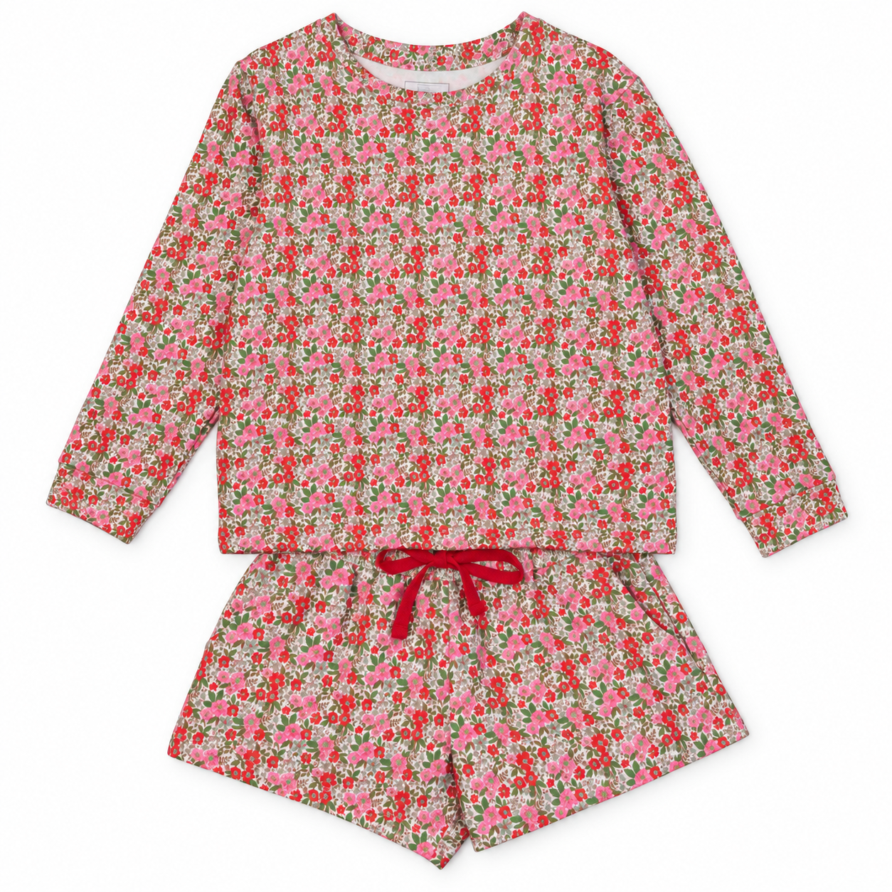 Lila and Hayes Stella Girls' Sweatshirt Short Set - Floral Noel
