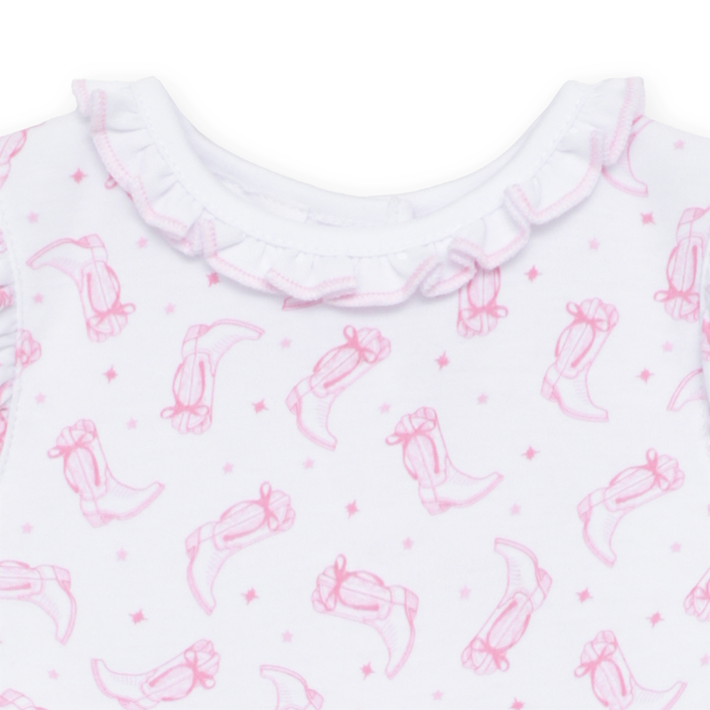 Magnolia Baby Darling Cowboy Boots Printed Bubble- Pink