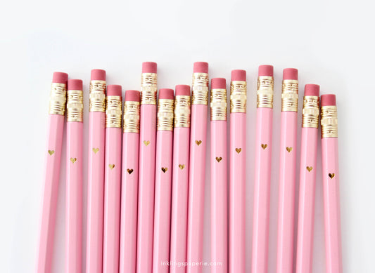 Inklings Paperie Pink Heart Pencils