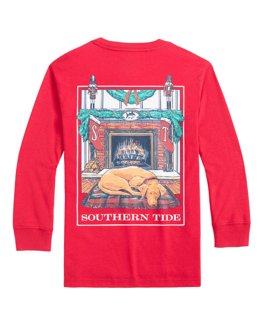 Southern Tide Cozy Fireplace Tee- Crab Red