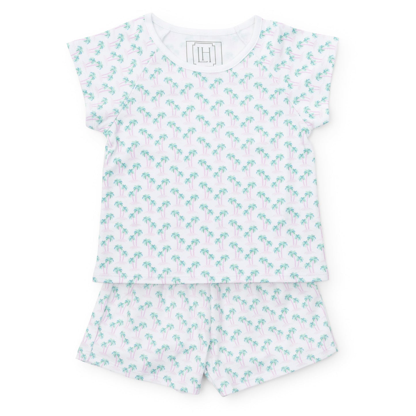 Lila and Hayes Emery Girls' Short Set - Palm Tree Isle Pink