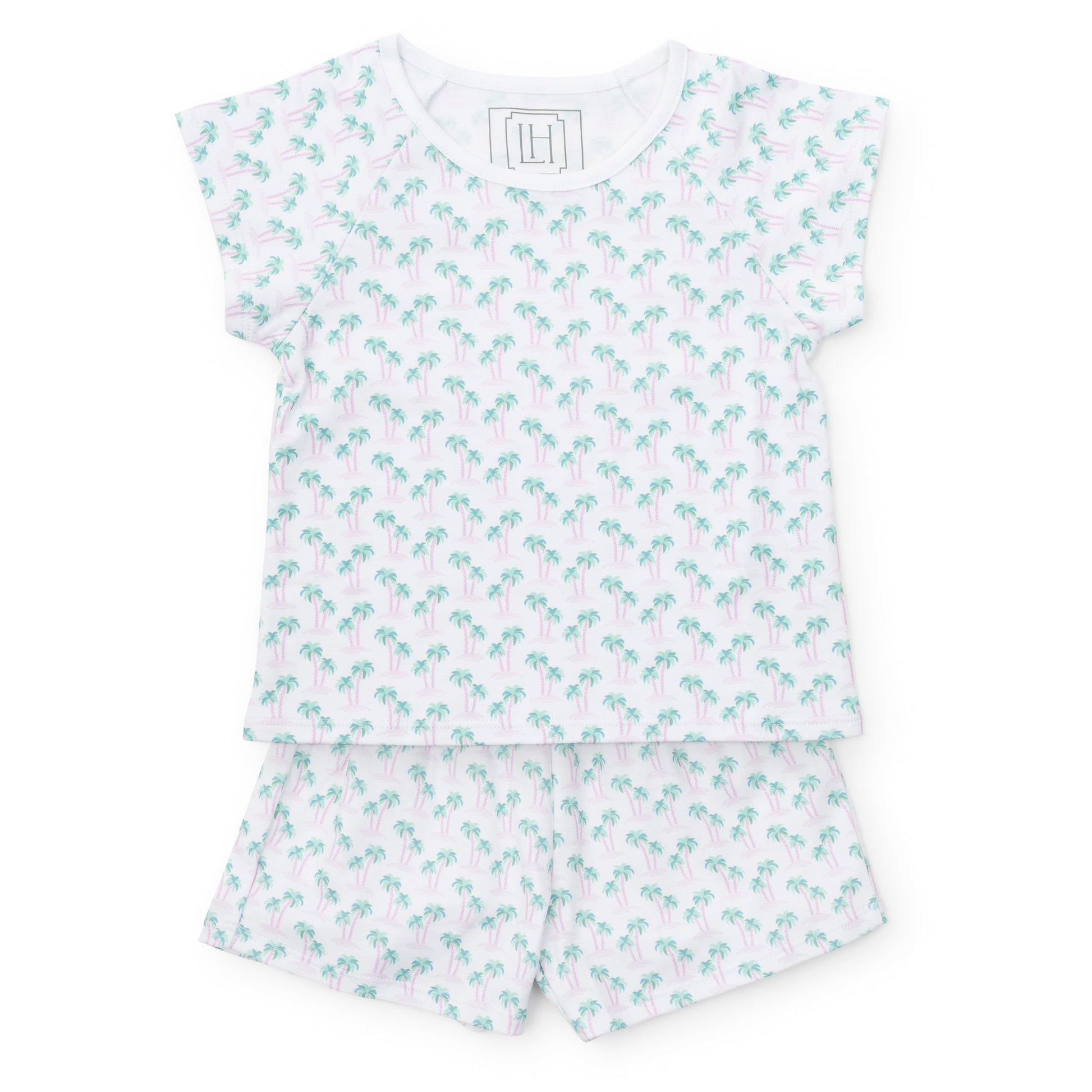 Lila and Hayes Emery Girls' Short Set - Palm Tree Isle Pink