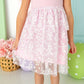 Sweet Wink Pink Ditsy Daisy Easter Tiered Short Sleeve Tutu Dress