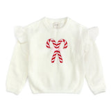 Sweet Wink Candy Cane Ruffle Sweater