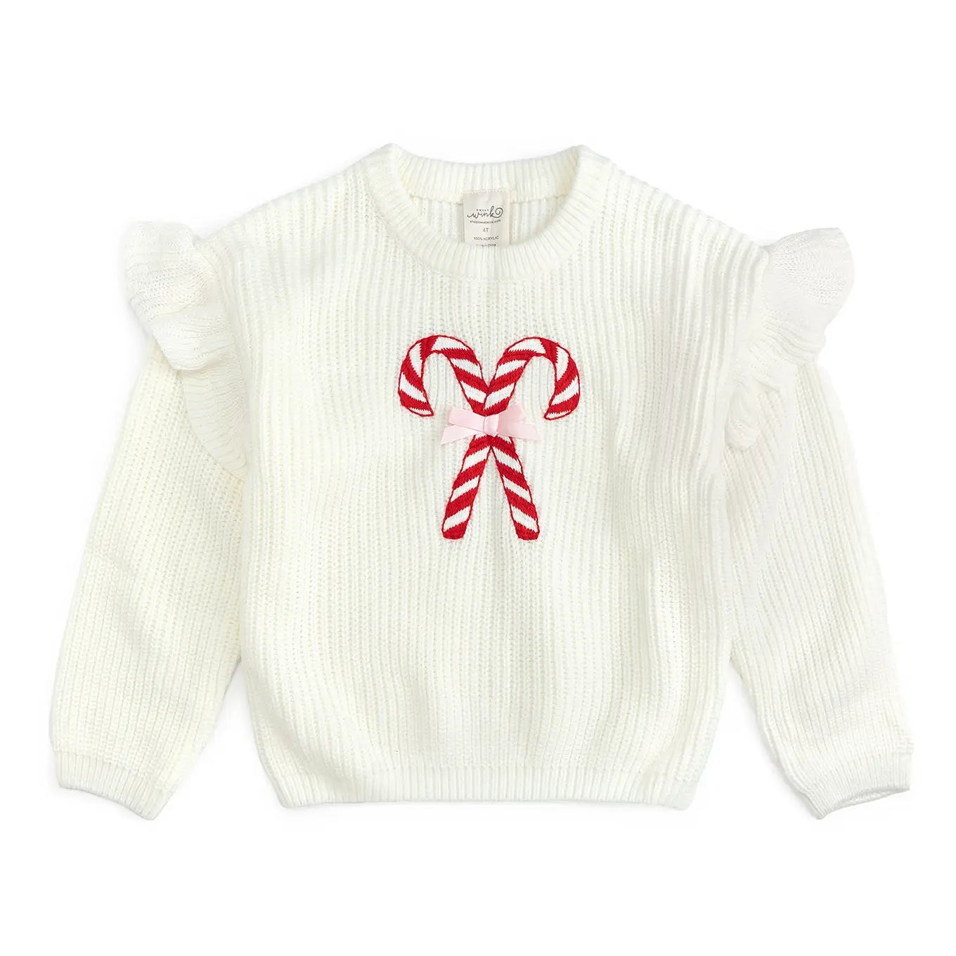 Sweet Wink Candy Cane Ruffle Sweater