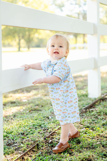 Ruth and Ralph Blue Cowboy Toile Pima Harold Romper