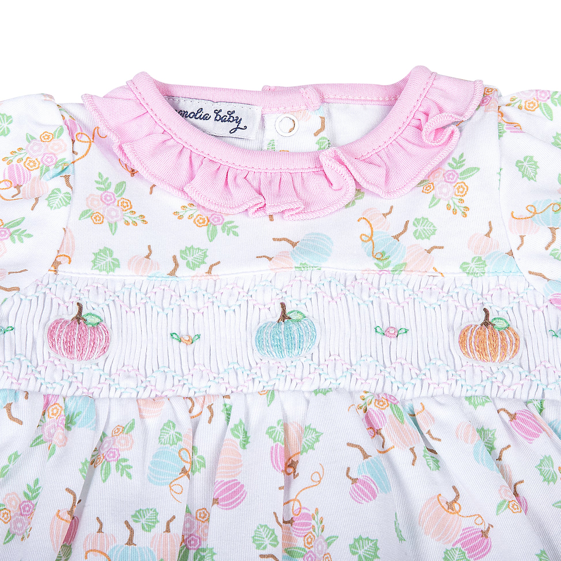 Magnolia Baby Pumpkin Blush Smocked Printed Footie