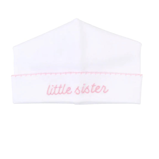 Little Sister Embroidered Hat made by Magnolia Baby.