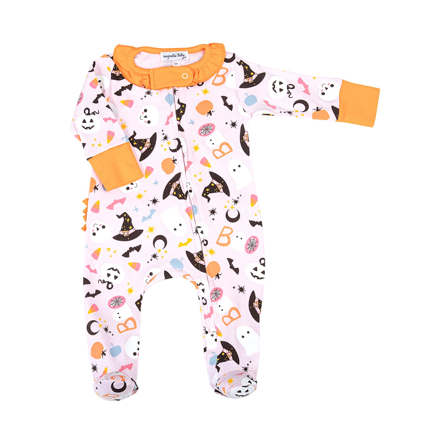 Magnolia Baby A Little Bit Batty Printed Ruffle Zipper Footie