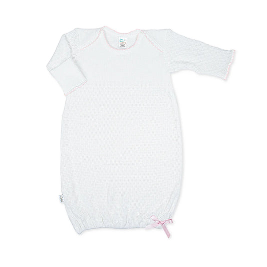 Paty Knit Overlap Shoulder Gown- Pink With Bow 