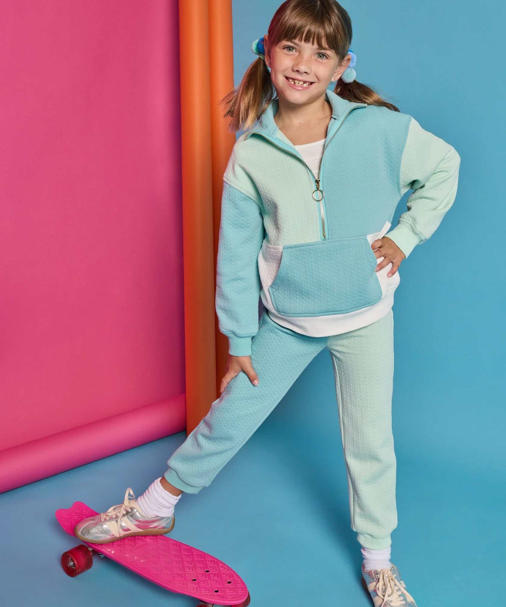 Bisby Color Block Pullover- Blue and Mint