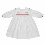 White and Red Dress with Embroidered Candy Canes
