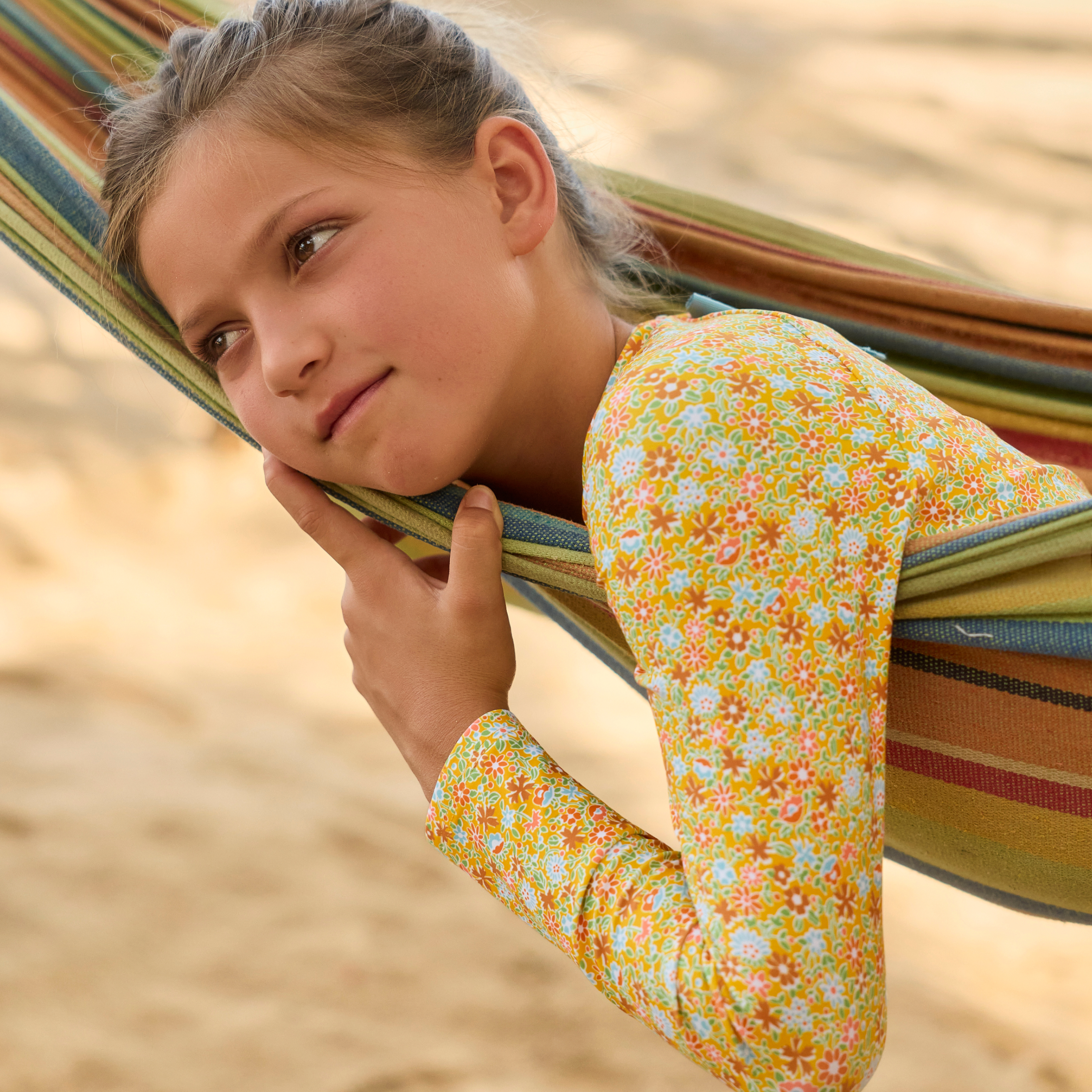 Minnow Girls Marigold Floral Rashguard One Piece