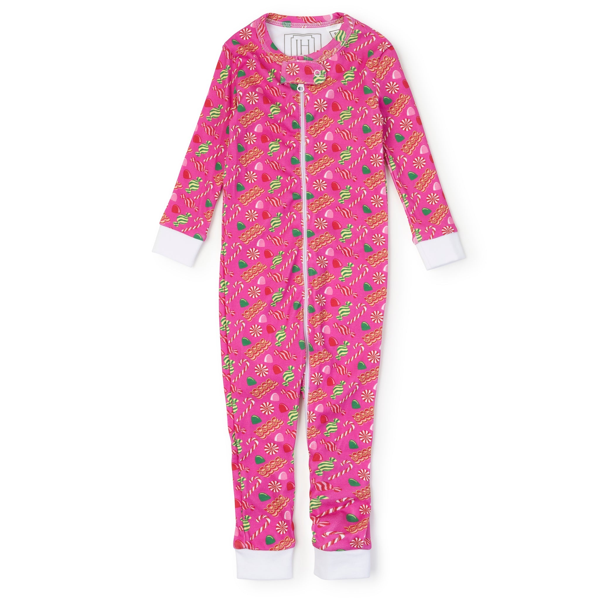 Lila and Hayes Parker Zipper Pajama - Christmas Candy Pink