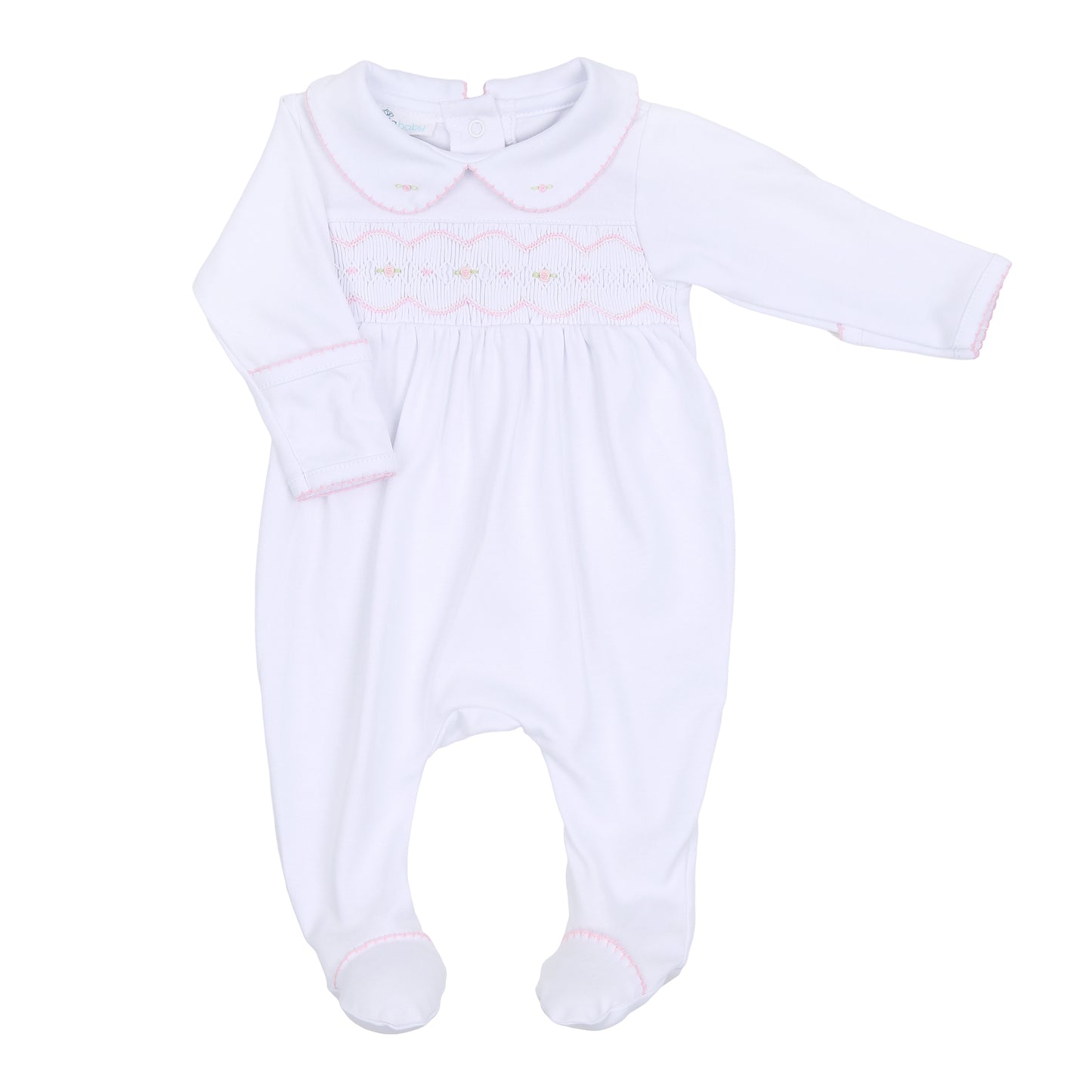 Magnolia Baby Ava and Archie Smocked Collared Girl Footie