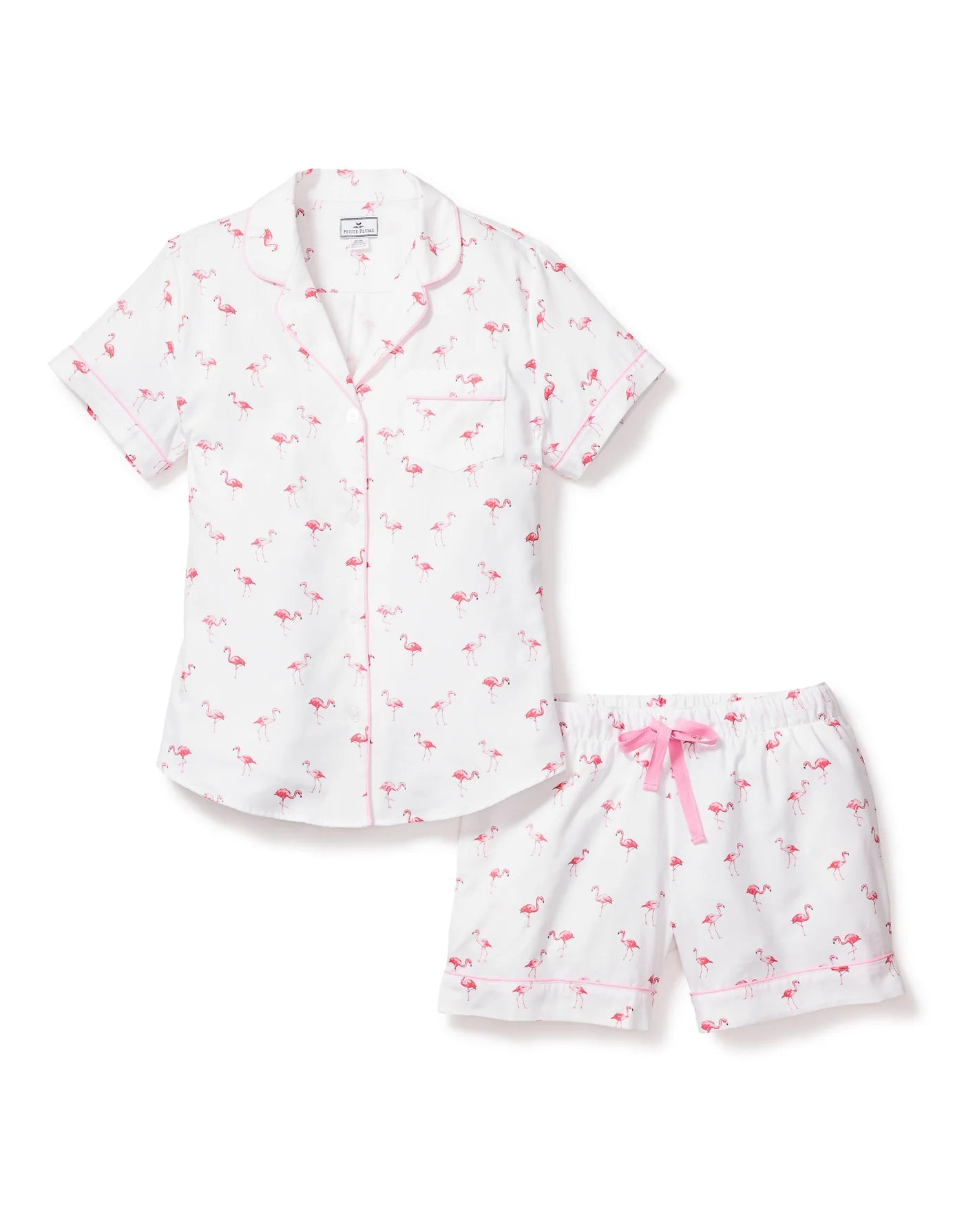 Petite Plume Flamingos Women's Short Sleeve Short Set