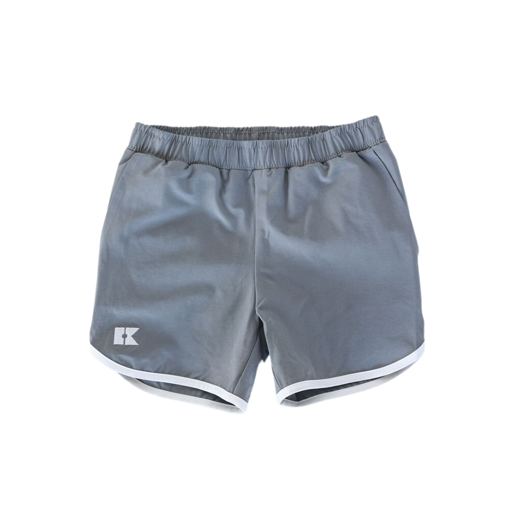 Gray Retro Super Short With White Piping