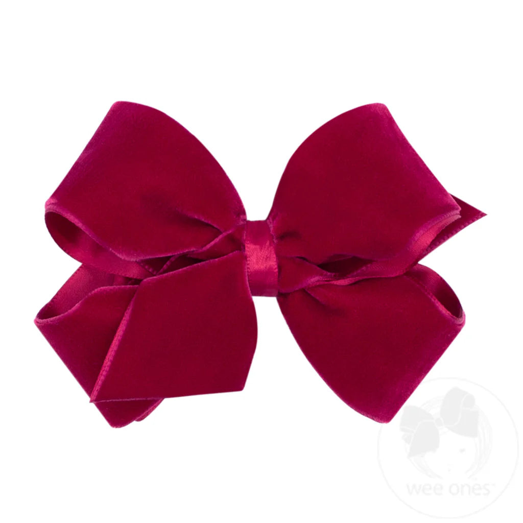 Wee Ones Small Classic Velvet Bow- Cardinal