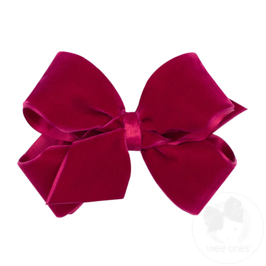 Wee Ones Small Classic Velvet Bow- Cardinal