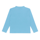 Boys Pura Blue Half Button Shirt With Mandarin Collar