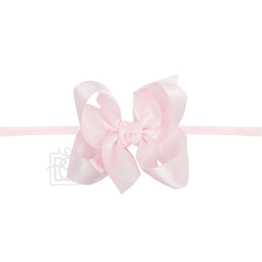 Medium Satin Bow on Baby Headband - Pink