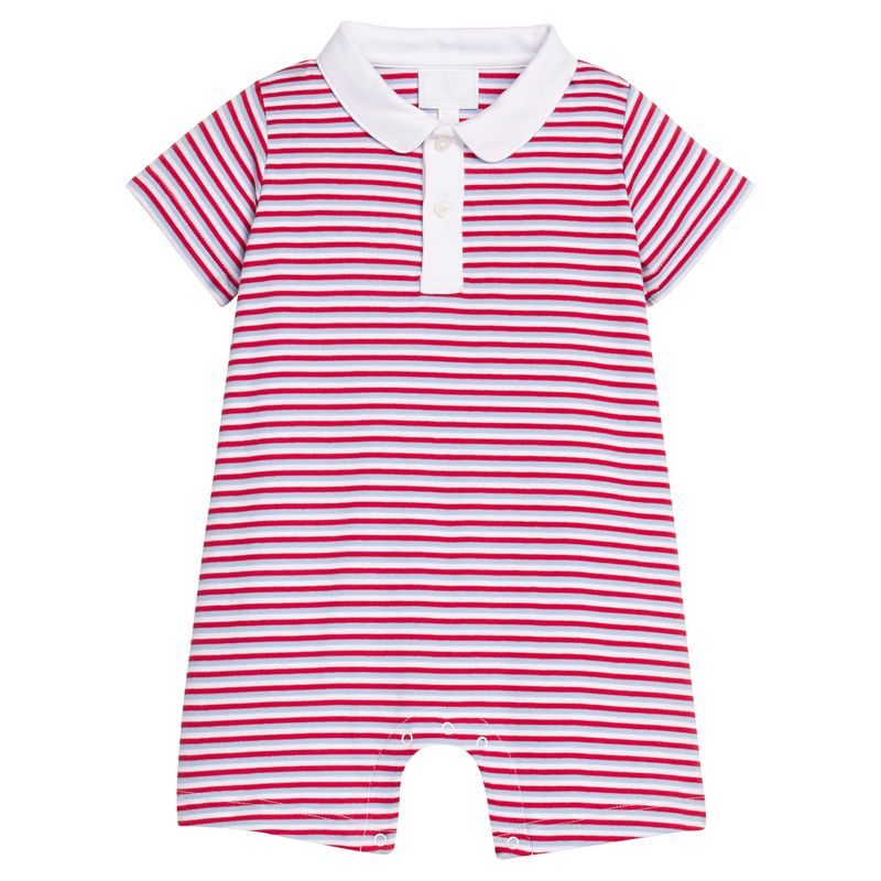 Little English Peter Pan Polo Romper- Americana Stripe