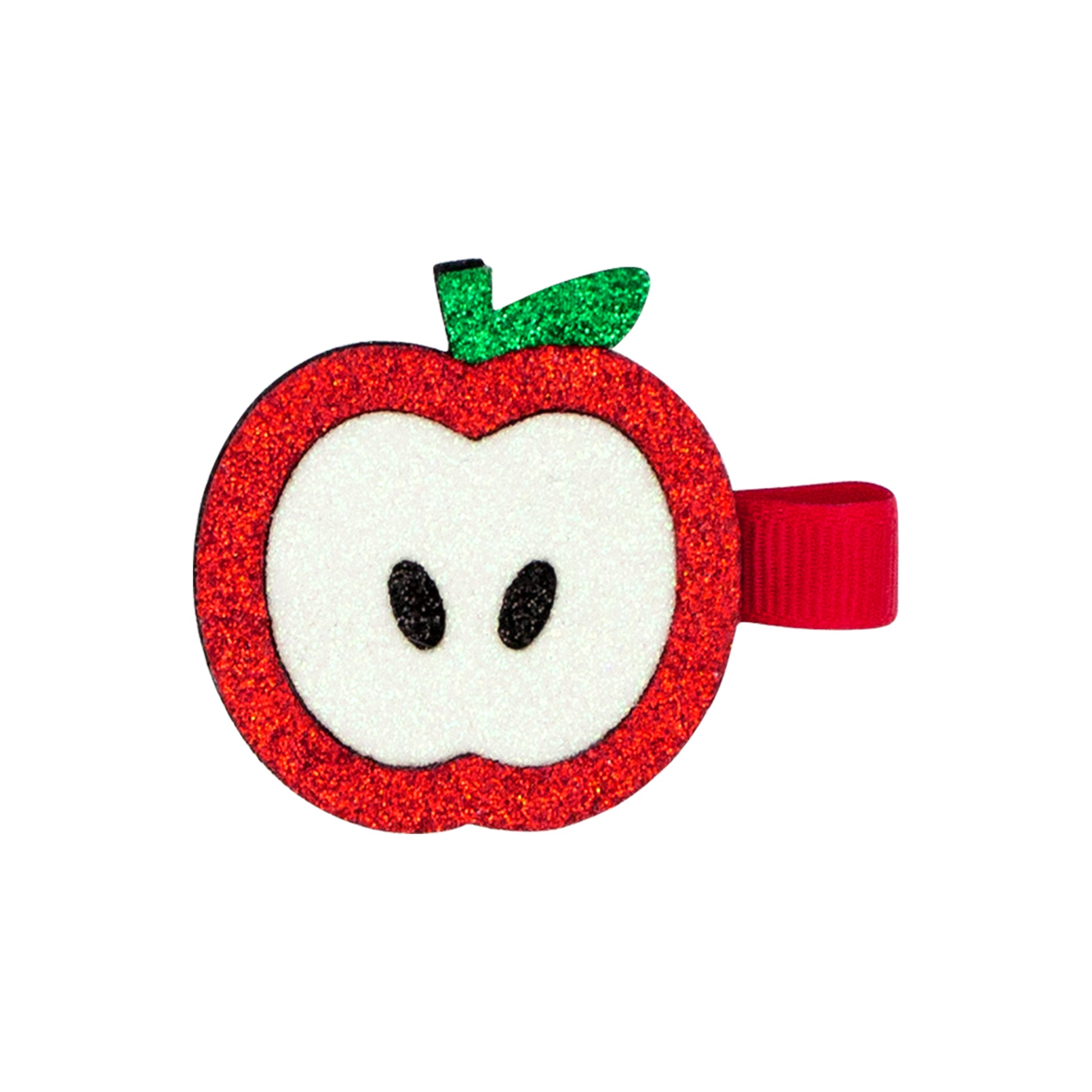 Wee Ones Layered Glitter School Hair Clip - Apple