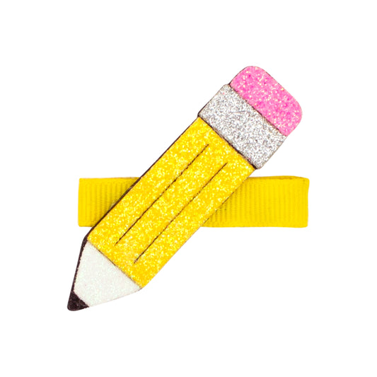Layered Glitter School Hair Clip - Pencil