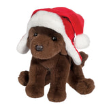 Douglas Chocolate Lab With Santa Bomber Hat