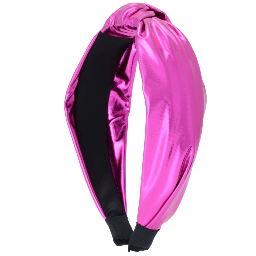 Azarhia Top Knot Metallic Headband - Hot Pink