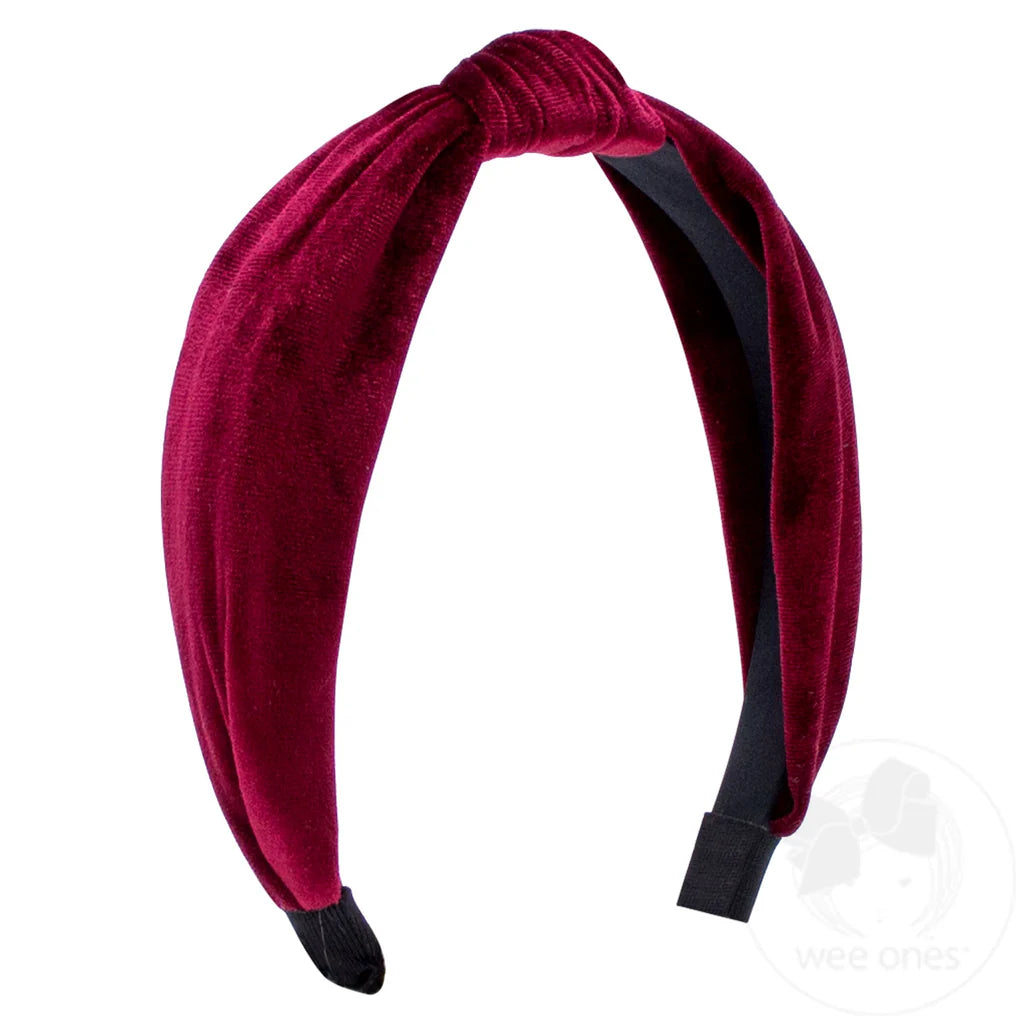 Wee Ones Velvet Knot Wrapped Headband- Cranberry