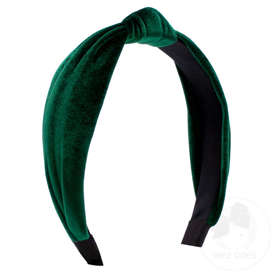 Wee Ones Velvet Knot Wrapped Headband- Forest Green