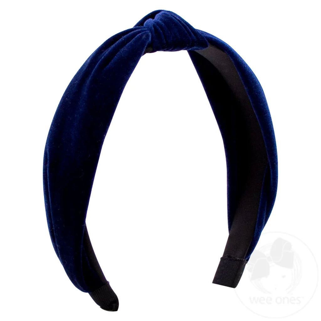 Wee Ones Velvet Knot Wrapped Headband- Navy