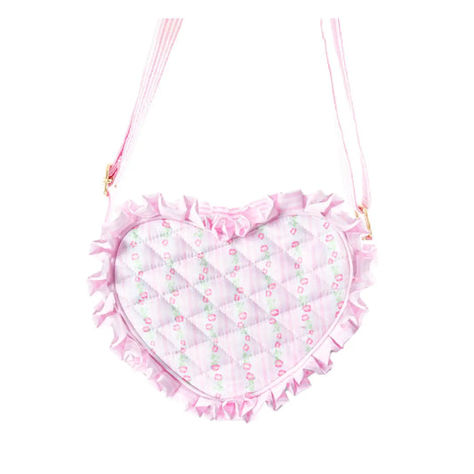 Bits and Bows Floral Quilted Heart Purse